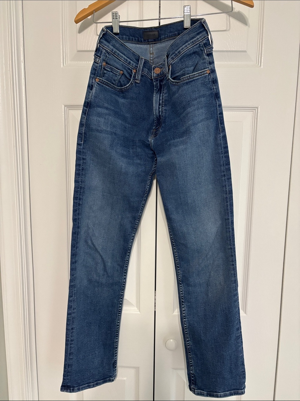MOTHER Women's Straight-Leg Jeans in Medium Blue